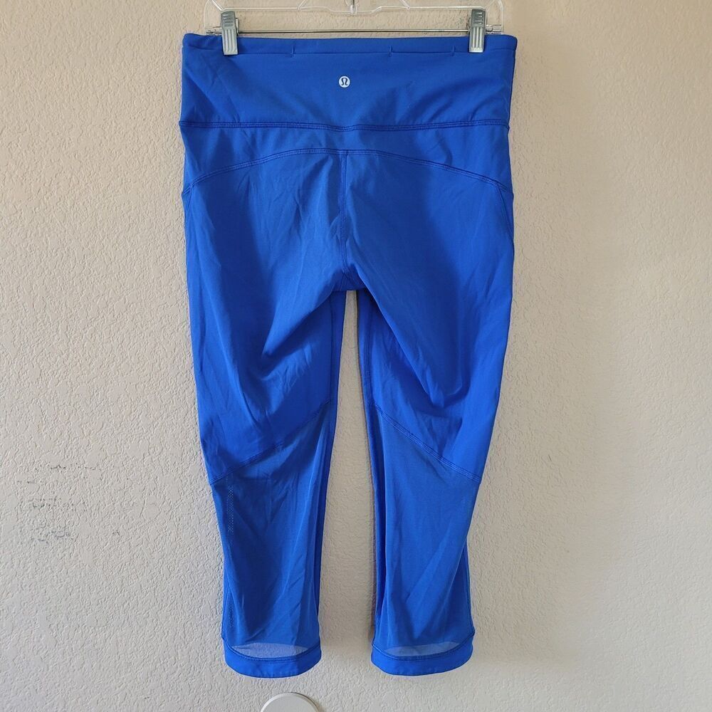 Lululemon Hit It 21" Crop Size 10 Cerulean Blue High Rise Full On Luxtreme Mesh